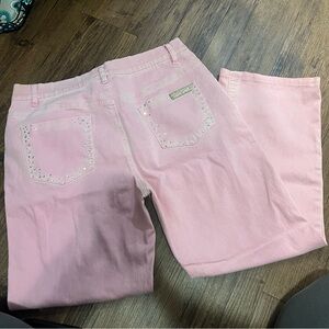 Vintage DG2 by Diane Gilman Pink Rhinestone Jeans Size 10P